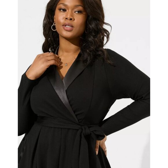 NWT Torrid Black Mini Tuxedo Dress 18 - Picture 3 of 11